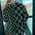 Checkered Pattern Button Up Oversized Jacket