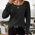 Ribbed Knit Long Sleeve T-Shirt