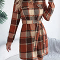 Plaid Button Front Tie Waist Shirt Dress