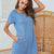 Round Neck Short Sleeve Lounge Dress Sky Blue