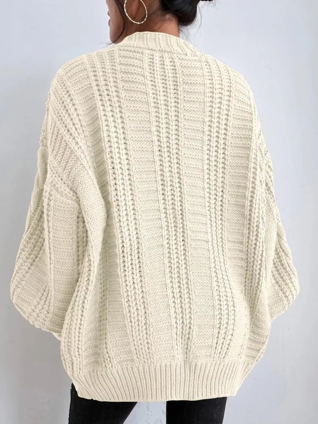 Chunky Knit Cable Knit Button-Up Cardigan