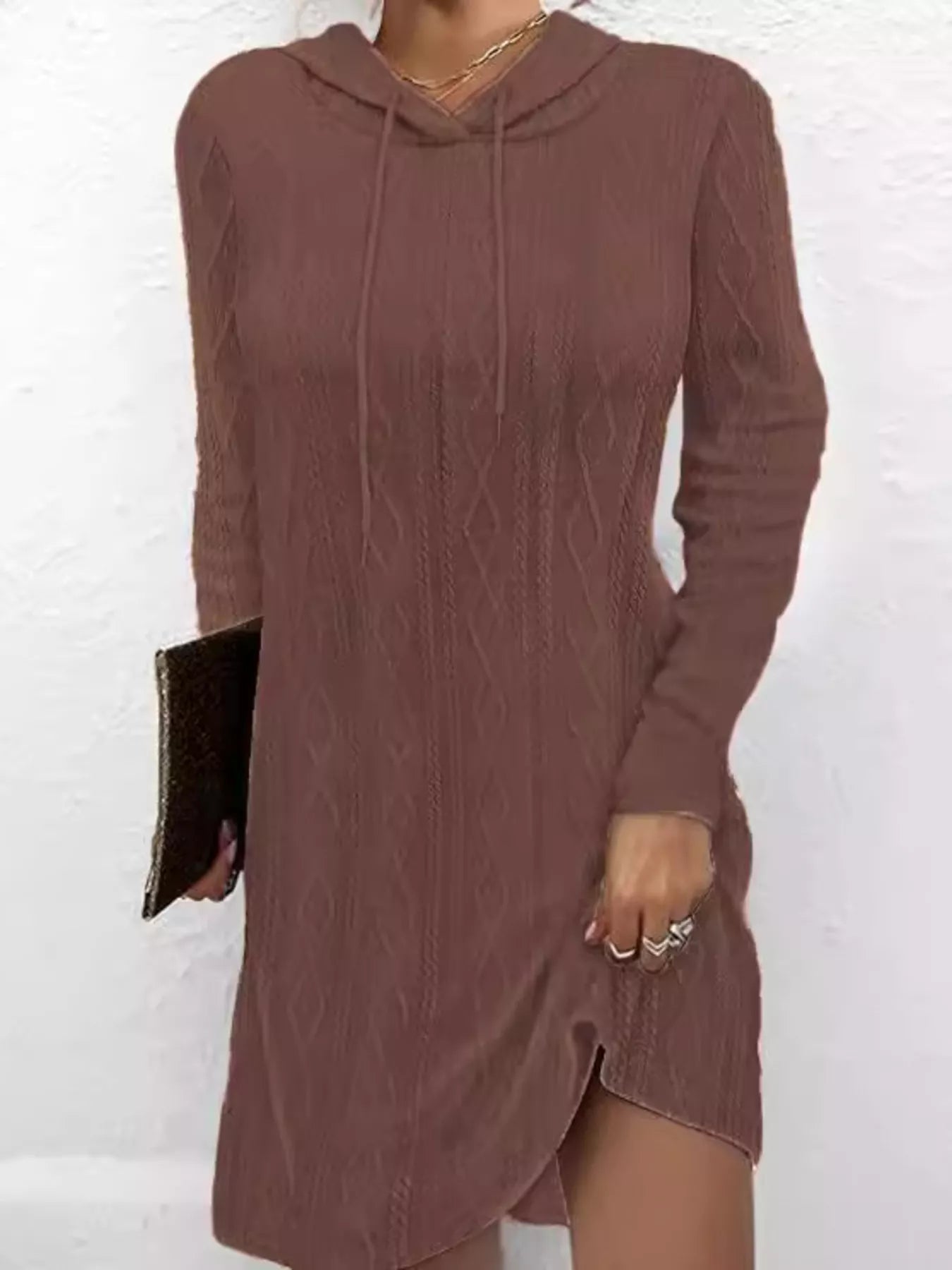 Casual Long Sleeve Hooded Knit Dress