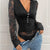 Lace Long Sleeve V-Neck Bodysuit Black