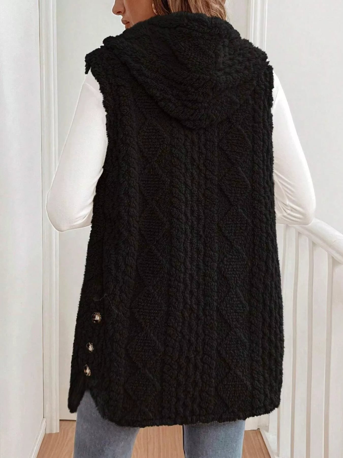 Cozy Sherpa Fleece Hooded Vest Coat