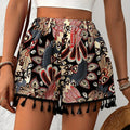 Paisley Print Tassel Hem Shorts