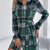 Plaid Button Front Tie Waist Shirt Dress Green