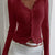 Lace Trim Long Sleeve Top Burgundy