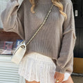 Mock Neck Drop Shoulder Sweater