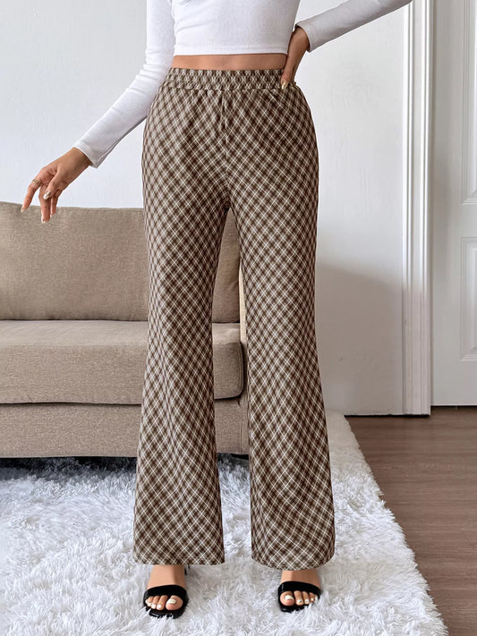 Plaid High-Waisted Wide Leg Pants