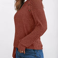 Ribbed Knit T-Shirt with Lace Shoulder Detail