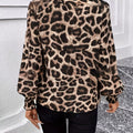 Leopard V-Neck Long Sleeve Blouse