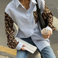 Striped & Leopard Print Button Up Shirt