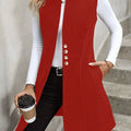 Button Up Sleeveless Longline Vest Coat