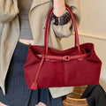 Buckle Decor Shoulder Bag Red One Size