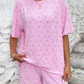 Flower Round Neck Top and Shorts Lounge Set
