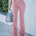 Full Size Corduroy Flare Pants Plus Size Pink