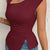 Slit Asymmetrical Tank Top Burgundy
