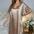 Satin Flutter Sleeve Side Slit V-Neck Night Dress Khaki