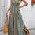 Tied Back Printed Sleeveless Maxi Slit Dress Turquoise