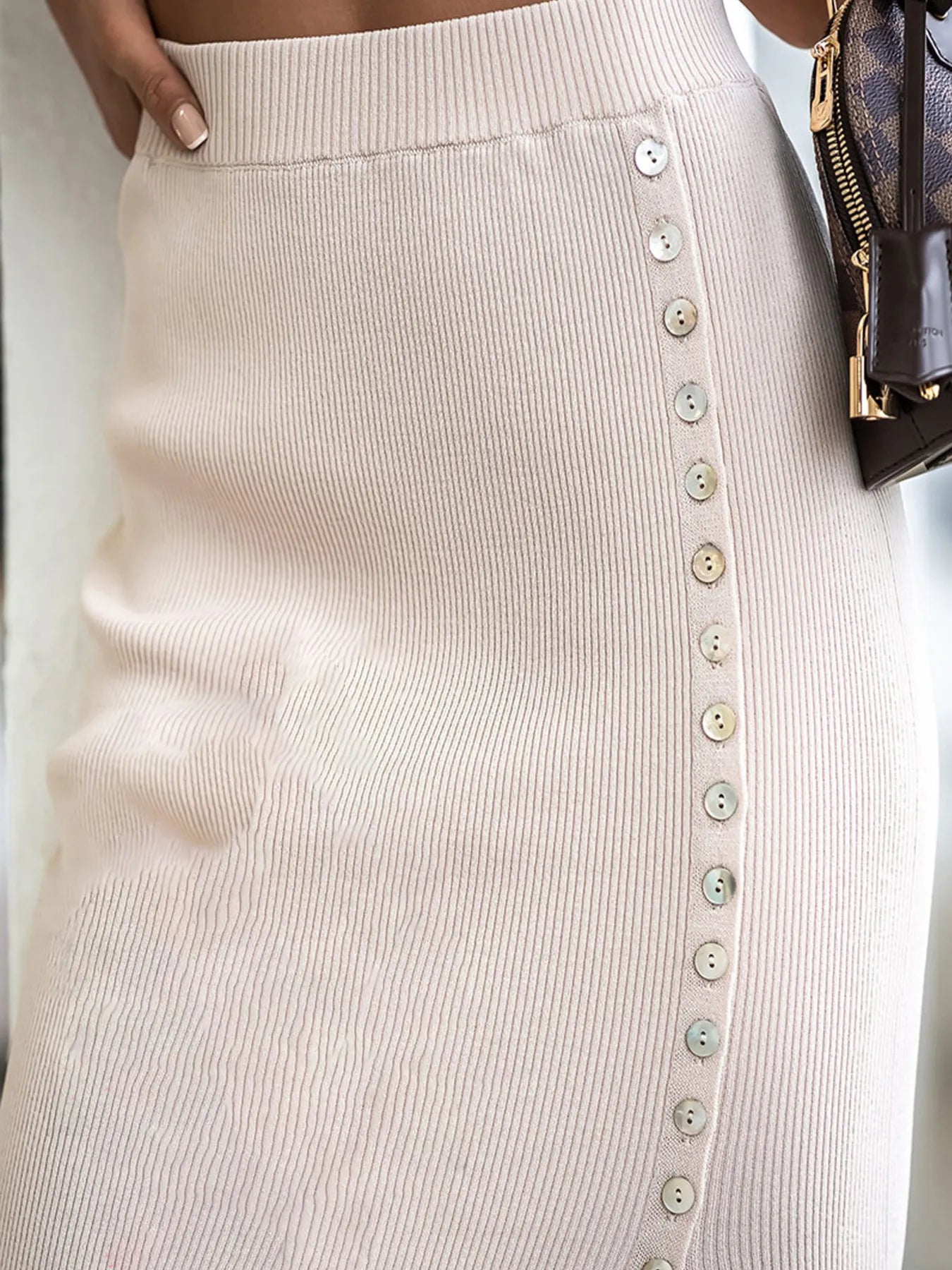 Slit Elastic Waist Skirt