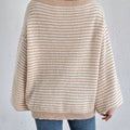 Striped Boat Neck Long Sleeve Sweater
