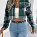 Plaid Button Up Cropped Jacket