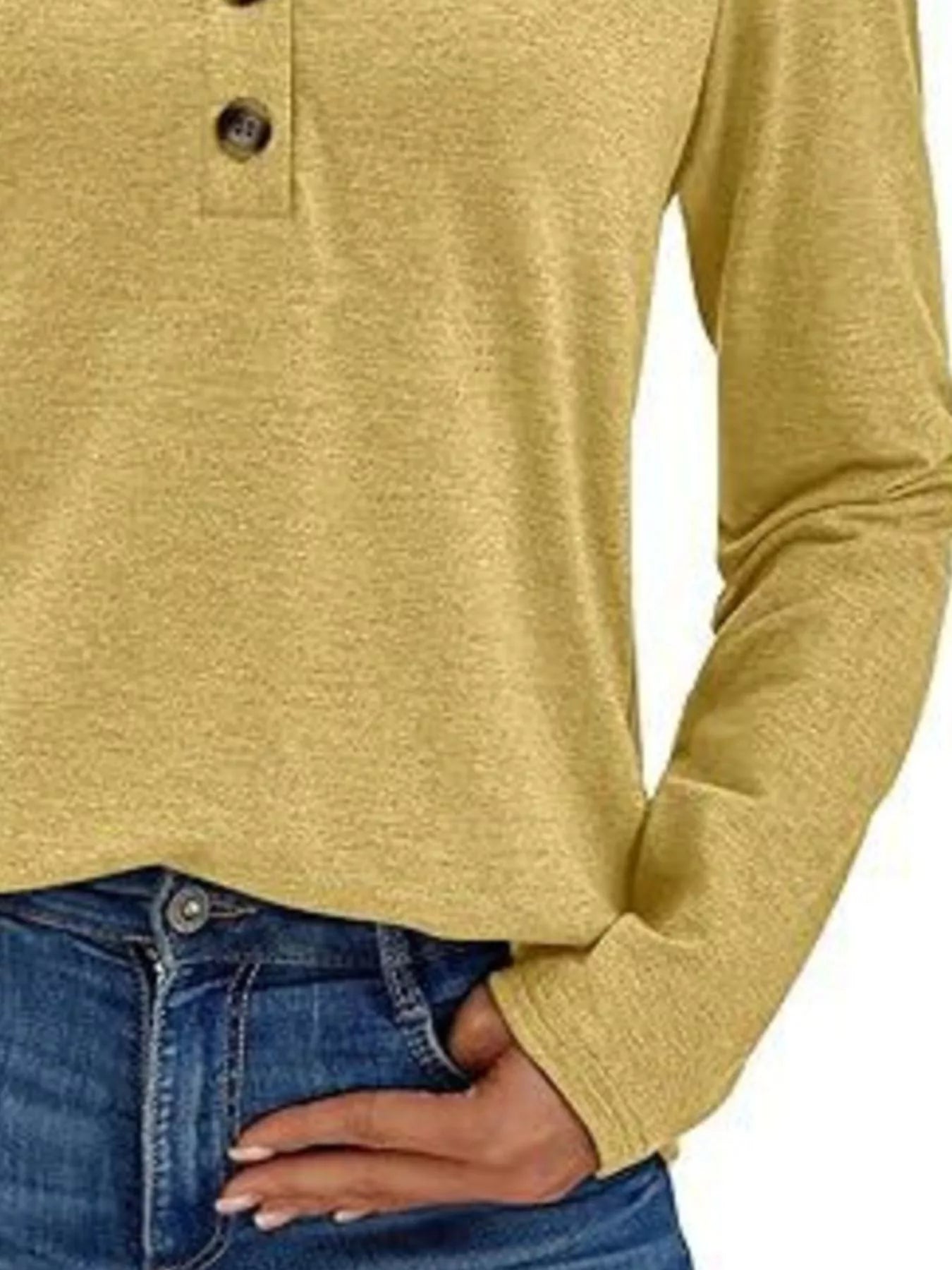 Casual Long Sleeve Button Detail T-Shirt