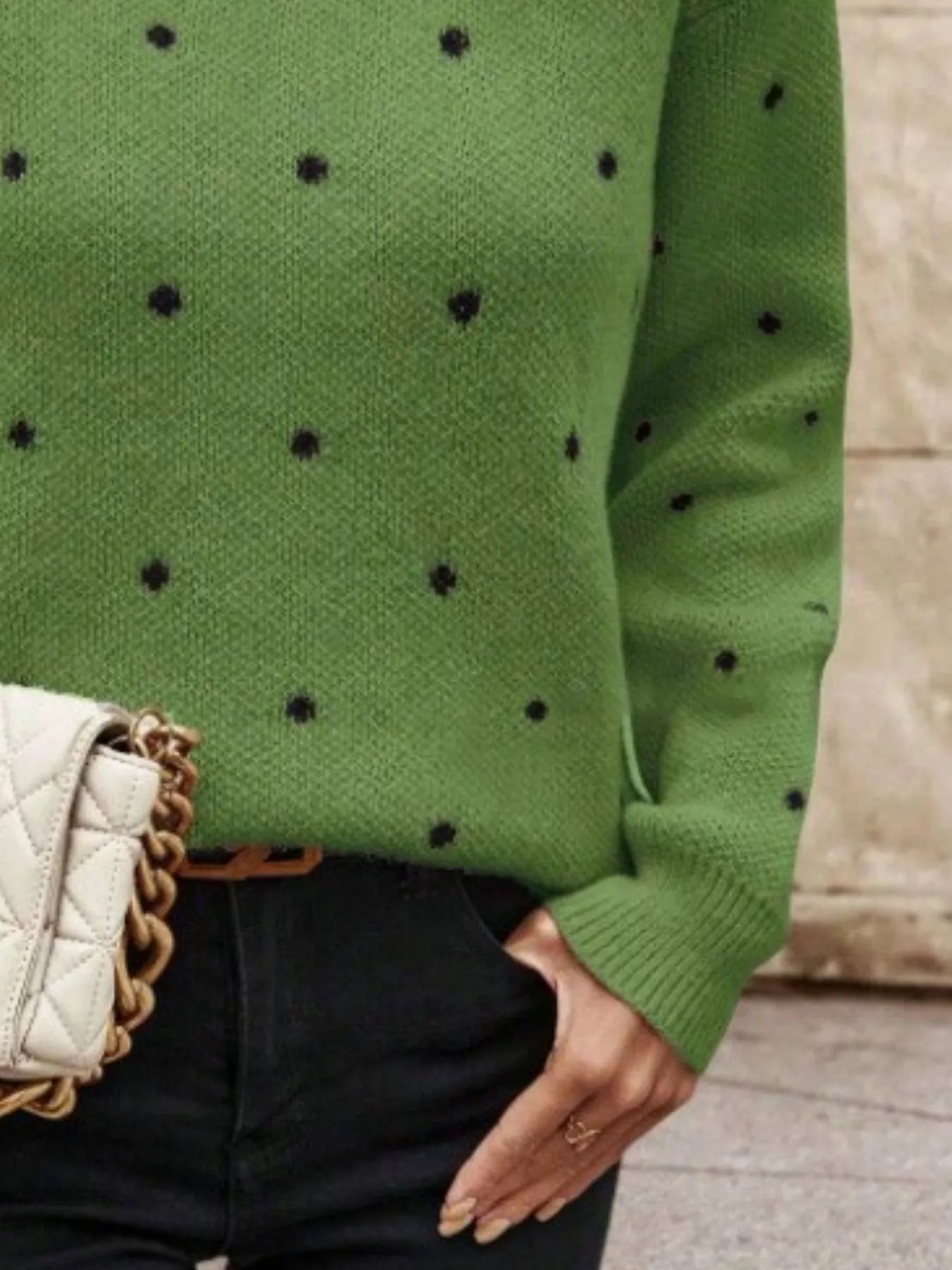 Polka Dot Round Neck Sweater