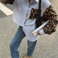 Striped & Leopard Print Button Up Shirt