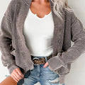 Mineral Wash Exposed Seam Patchwork Knit Open Sweater Cardigan