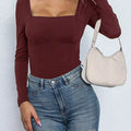 Square Neck Long Sleeve Bodysuit