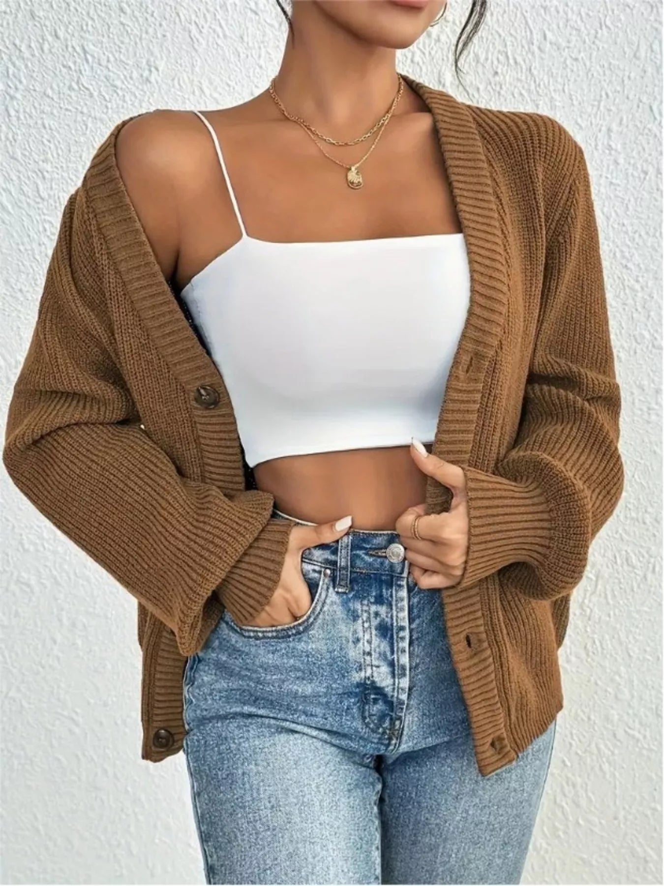 Chunky Knit Button-Down Cardigan