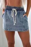 Drawstring High Waist Pocketed Denim Shorts Medium