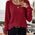 Ribbed Knit Long Sleeve T-Shirt Red