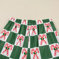 Candy Cane Checkered Pattern 2pcs Pajama Set