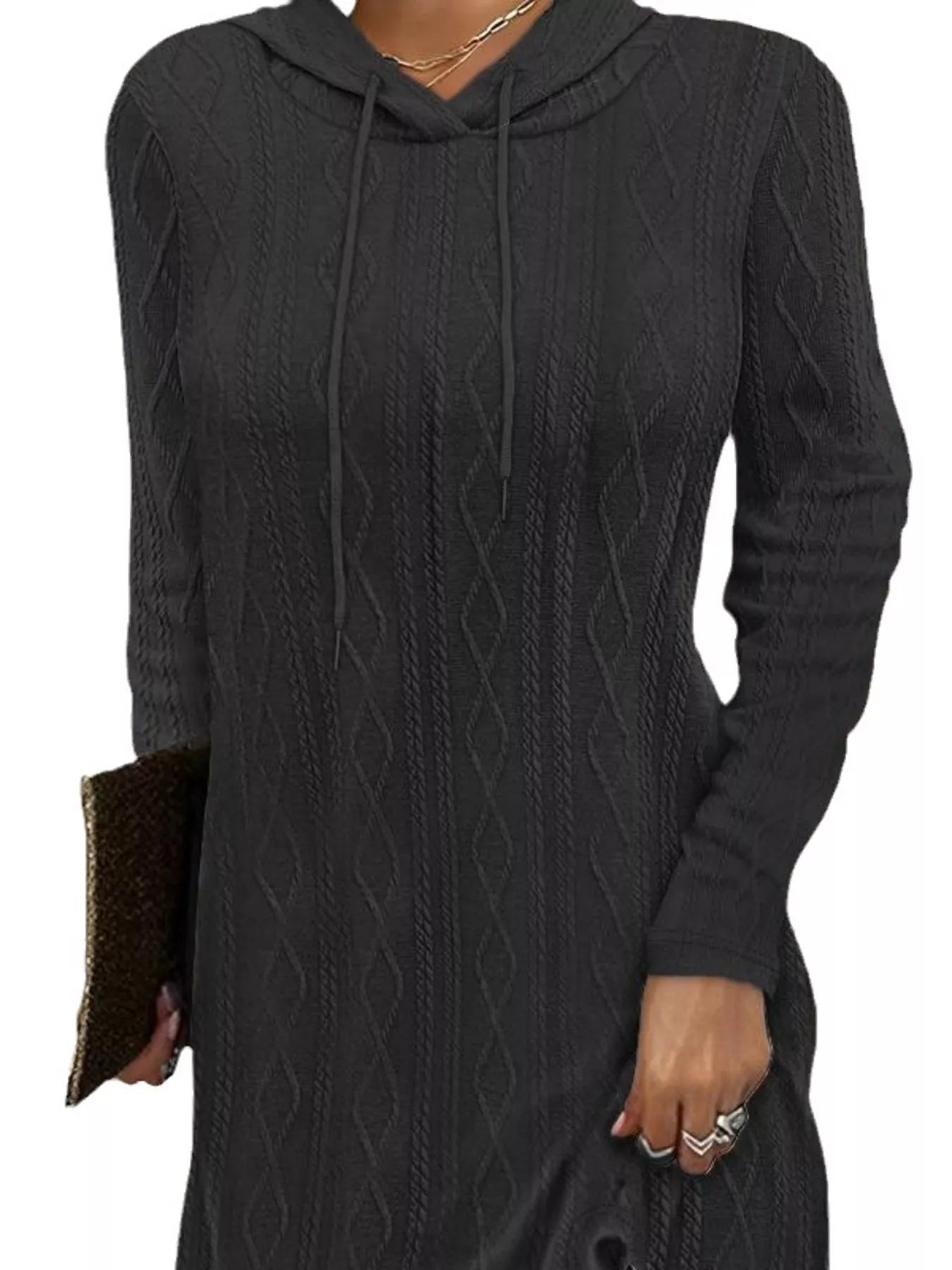 Casual Long Sleeve Hooded Knit Dress