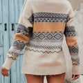 Geometric Pattern V-Neck Knit Sweater