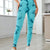 Printed High Waist Active Leggings Turquoise