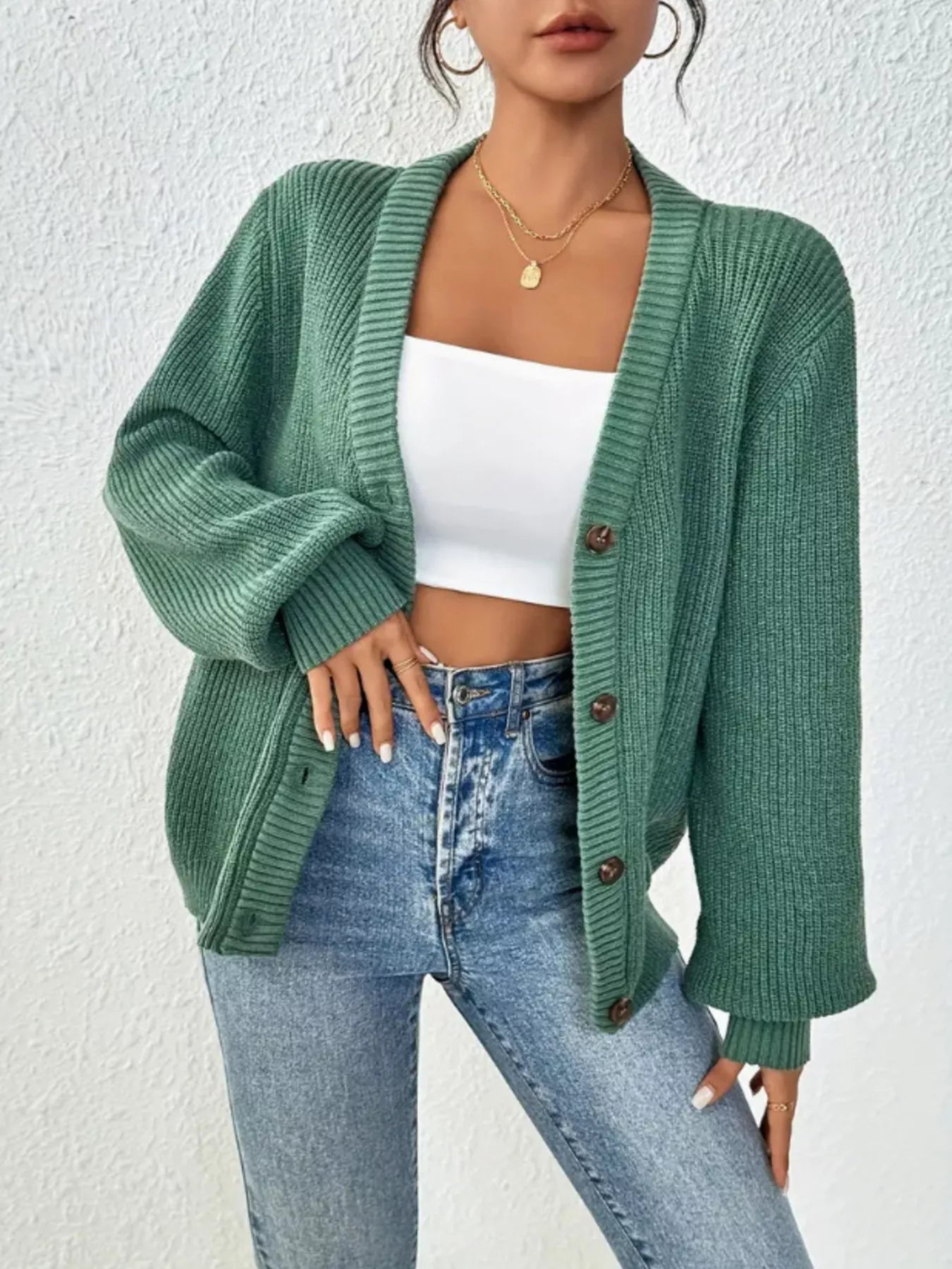 Chunky Knit Button-Down Cardigan