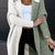 Two-Tone Open Front Knit Hooded Cardigan Matcha Green
