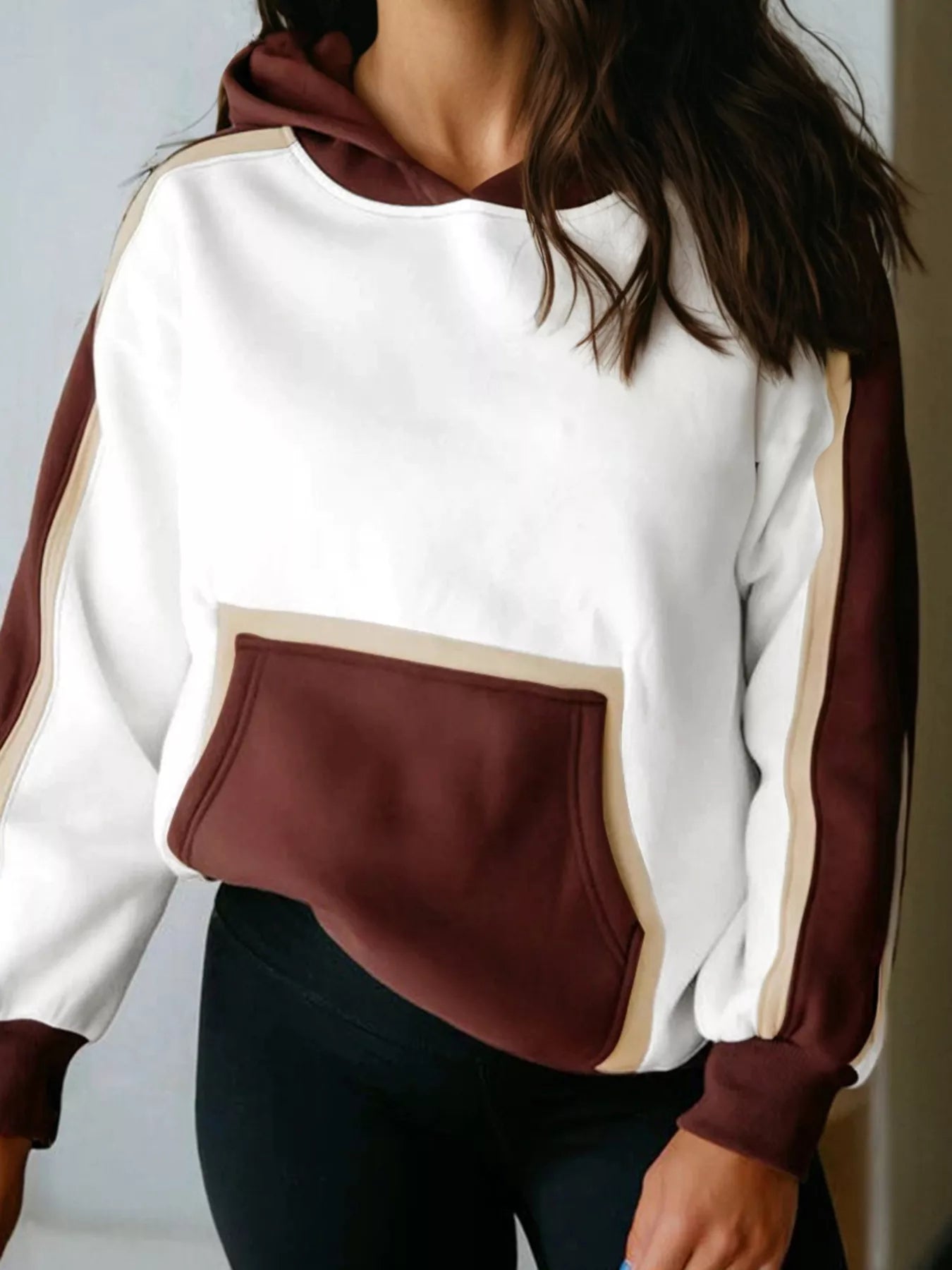 Color Block Patchwork Hooded Sweatshirt