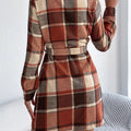 Plaid Button Front Tie Waist Shirt Dress