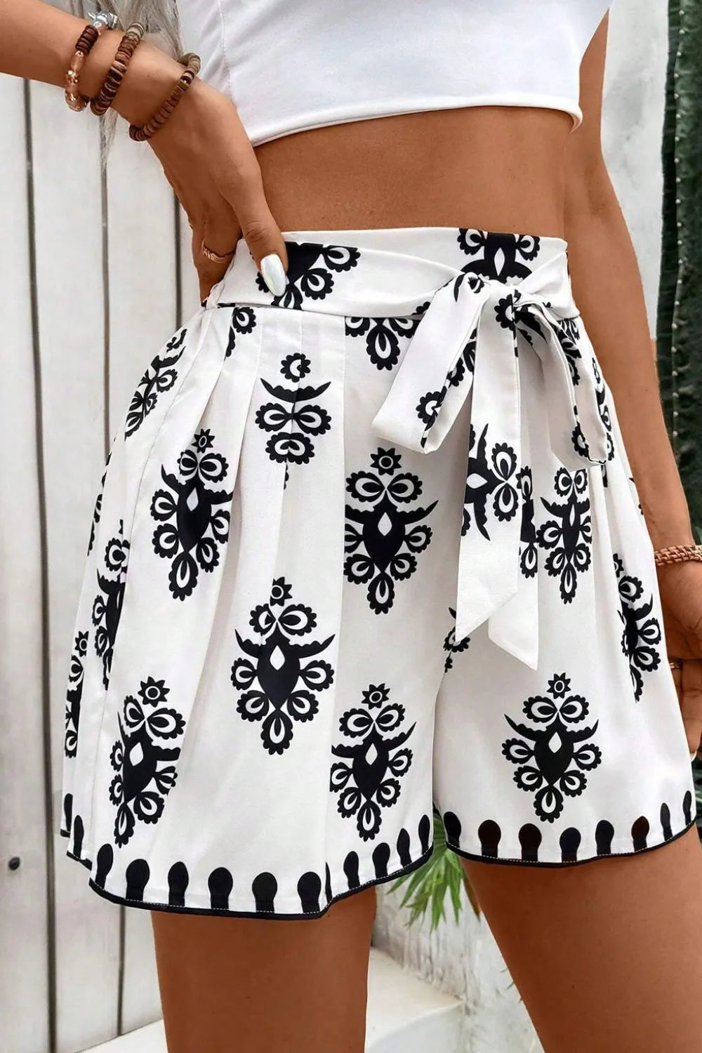 Tied Printed Shorts