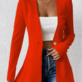 Single-Button Long Sleeve Blazer Red