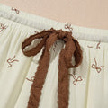 Bow Print Lace Drawstring Casual Shorts
