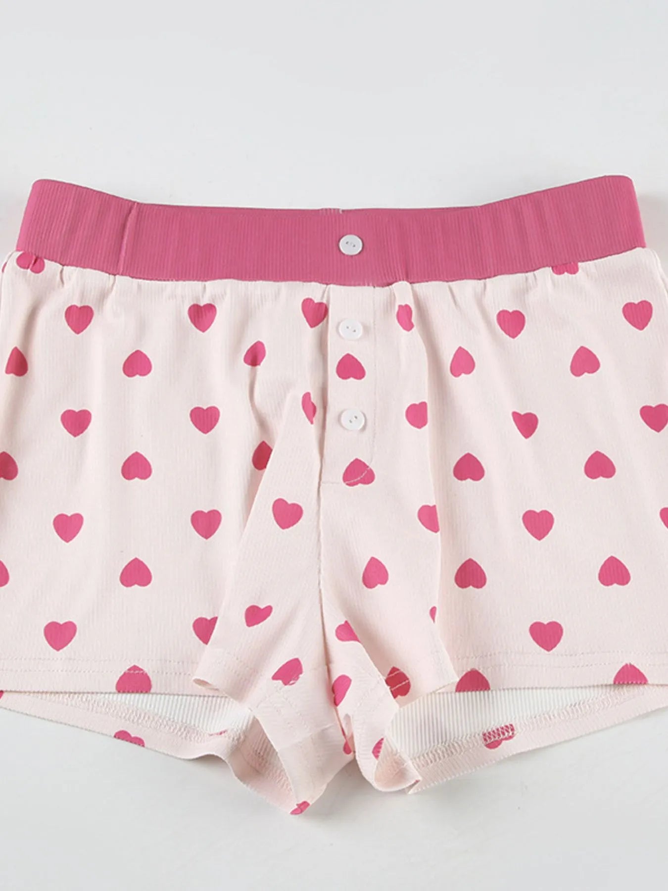 Heart Print Top and Shorts Loungewear Set