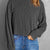 Round Neck Drop Shoulder Long Sleeve Top Black