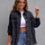 Distressed Drop Shoulder Denim Jacket Black