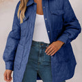 Snap Down Collared Winter Coat French Blue