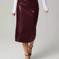 Slit Back Leather Skirt
